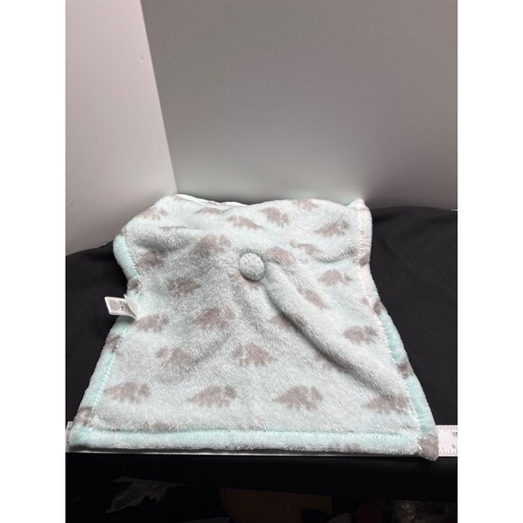 Baby Blue Dinosaur Plush Lovey Blanket With Triceratops Head 14"x14" 100% Polyes - Picture 4 of 6